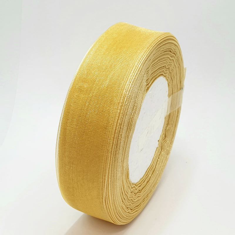 MajorCrafts 25mm 45metres Brown Shade BK25 Sheer Organza Fabric Ribbon Roll