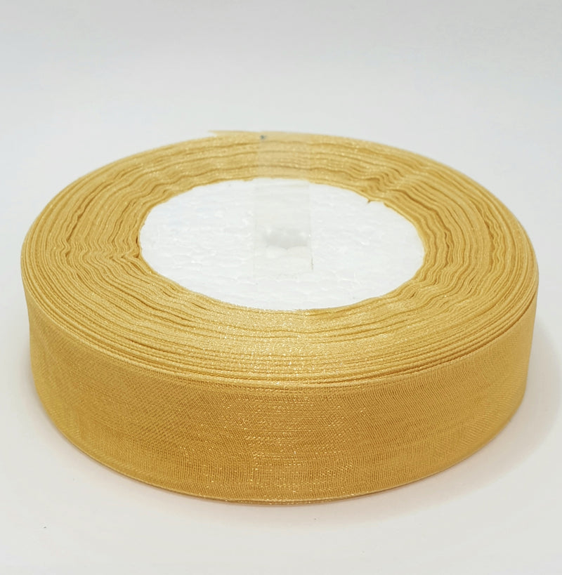 MajorCrafts 25mm 45metres Brown Shade BK25 Sheer Organza Fabric Ribbon Roll