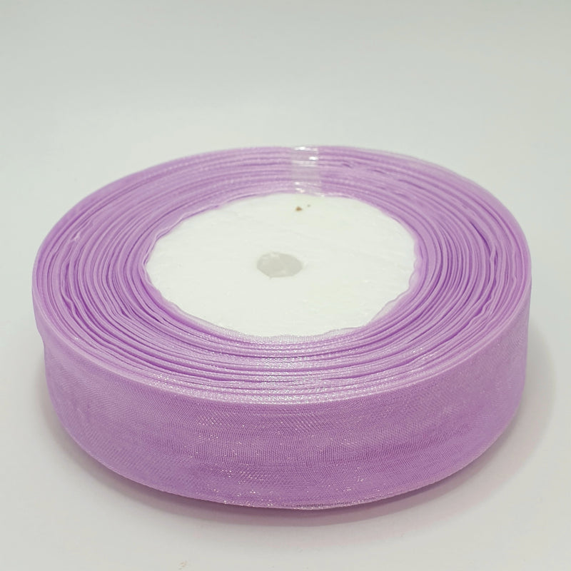 MajorCrafts 25mm 45metres Sheer Organza Fabric Ribbon Roll Light Purple BK42