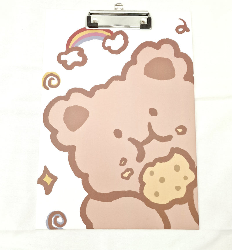 MajorCrafts White & Brown Bear Printed Kawaii themed A4 Clipboard