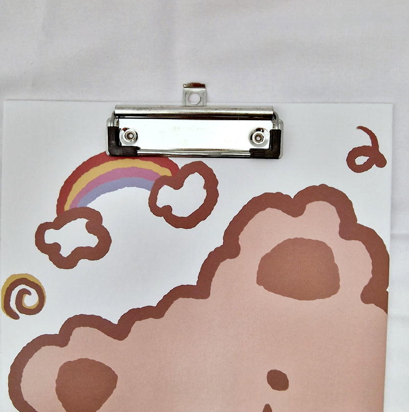 MajorCrafts White & Brown Bear Printed Kawaii themed A4 Clipboard
