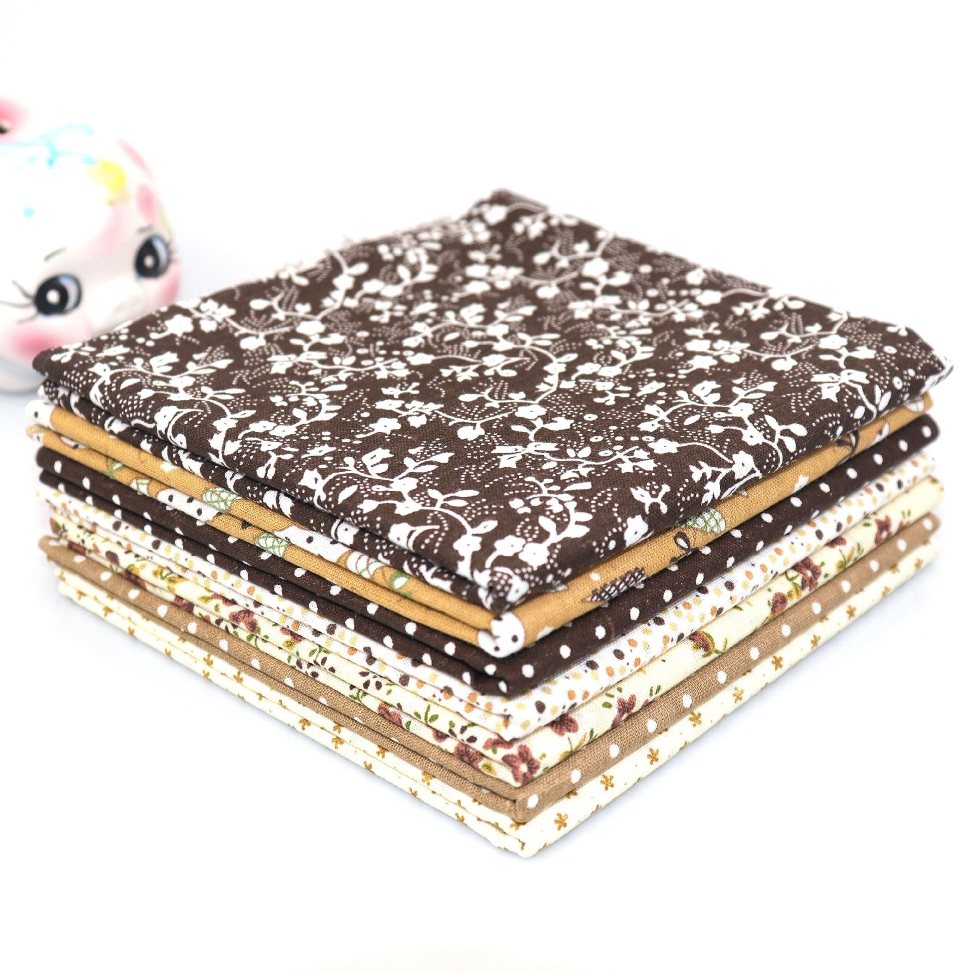MajorCrafts 7pcs of 50cm x 50cm Mixed Brown Theme Cotton Fabric Patchwork Squares