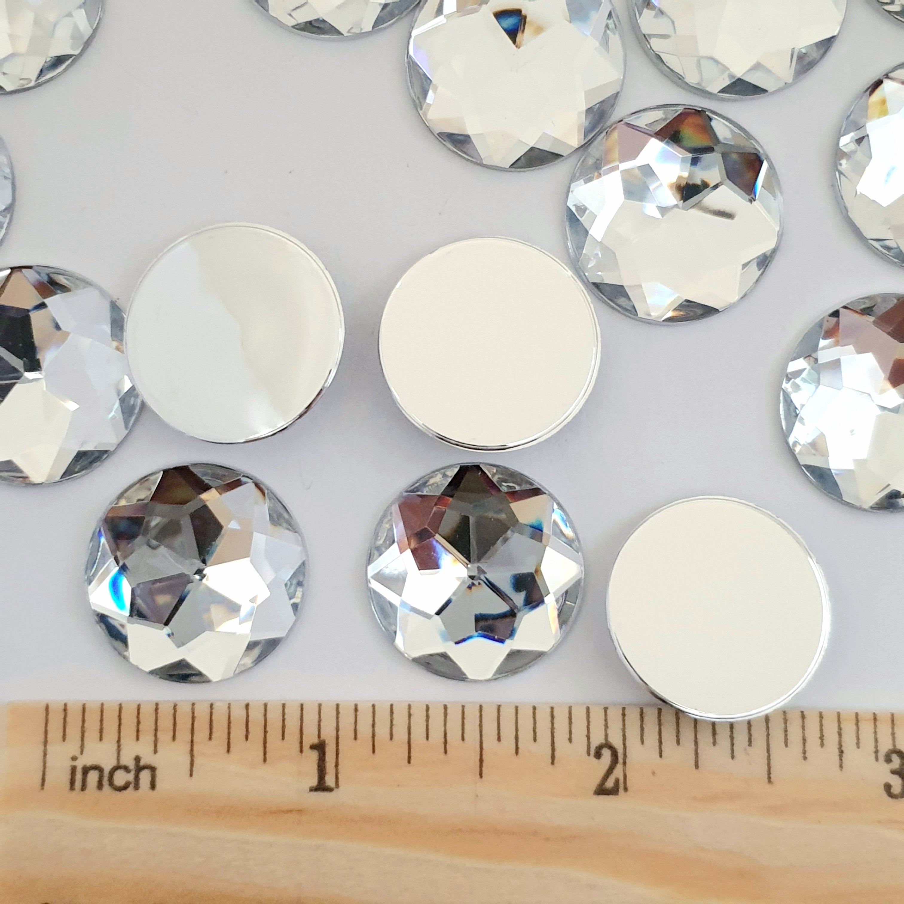 MajorCrafts 24pcs 20mm Crystal Clear Star Facets Flat Back Large Round Acrylic Rhinestones