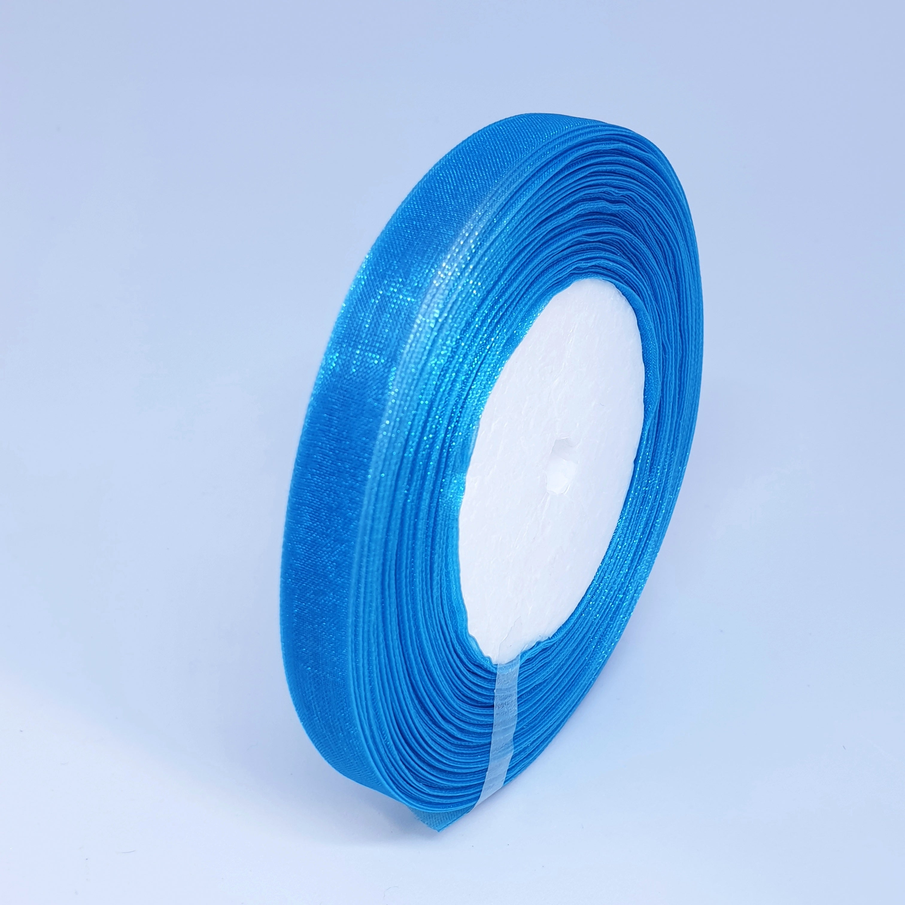 MajorCrafts 10mm 45metres Ocean Blue Sheer Organza Fabric Ribbon Roll K15