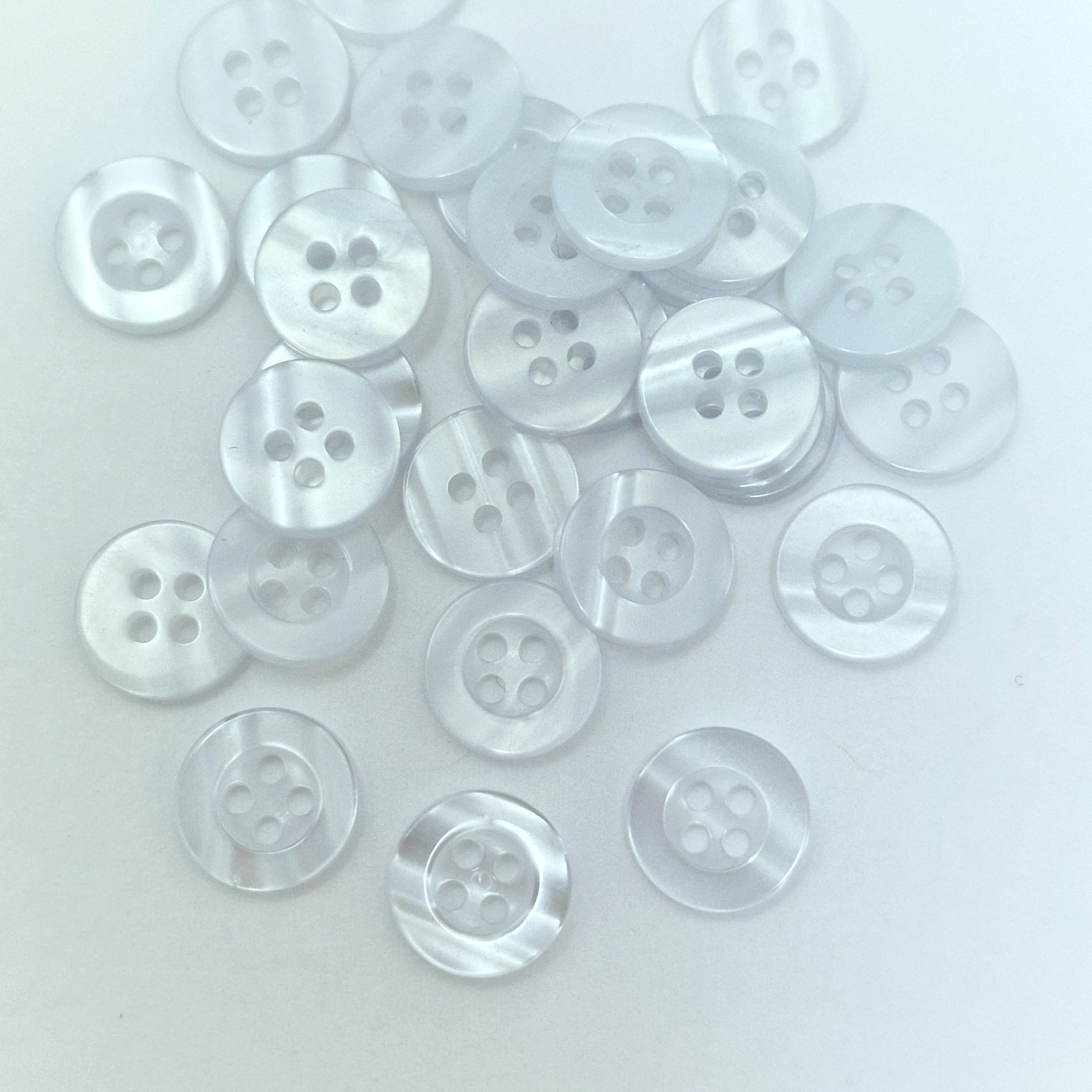 MajorCrafts 80pcs 11.5mm Clear White 4 Holes Small Round Resin Sewing Buttons