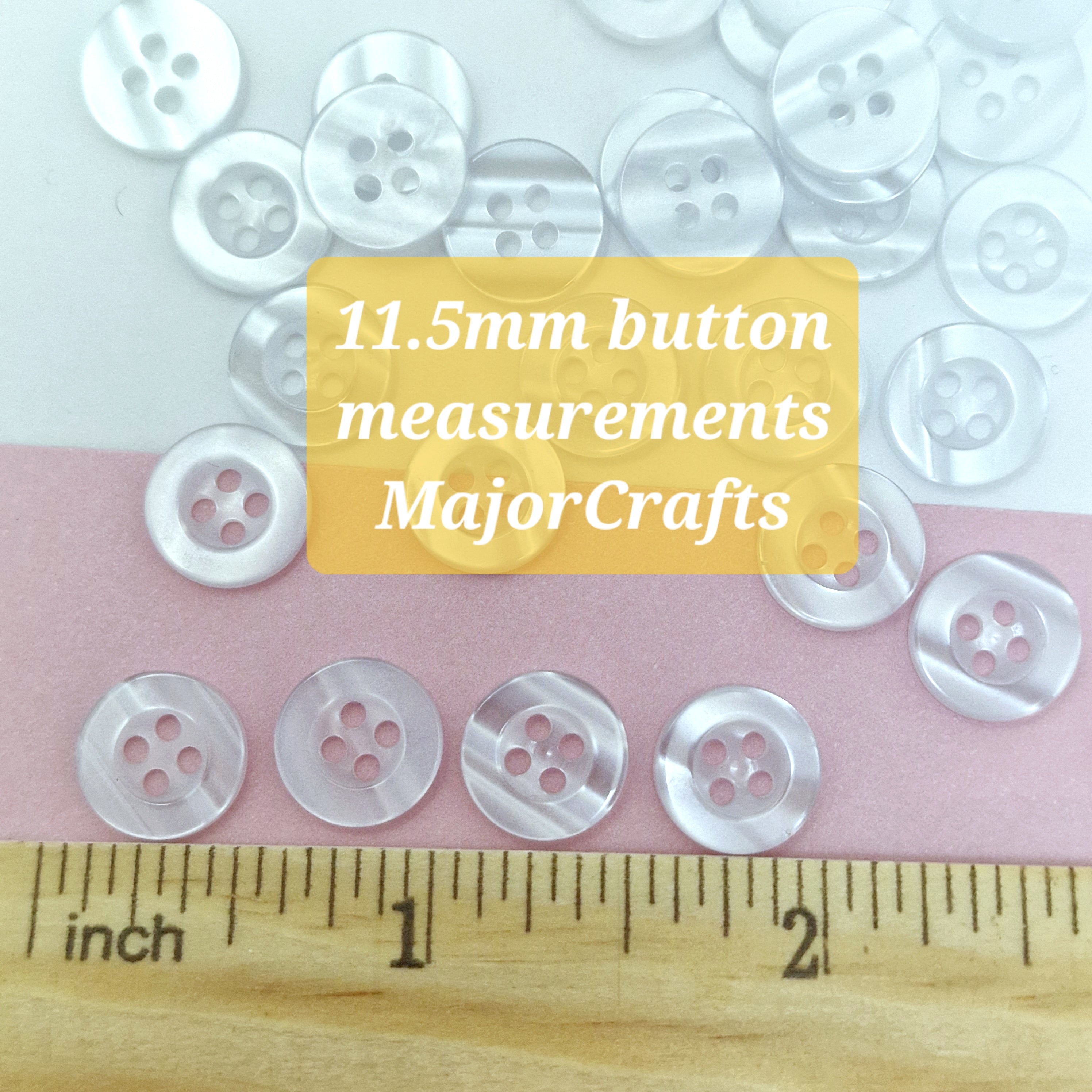 MajorCrafts 80pcs 11.5mm Clear White 4 Holes Small Round Resin Sewing Buttons