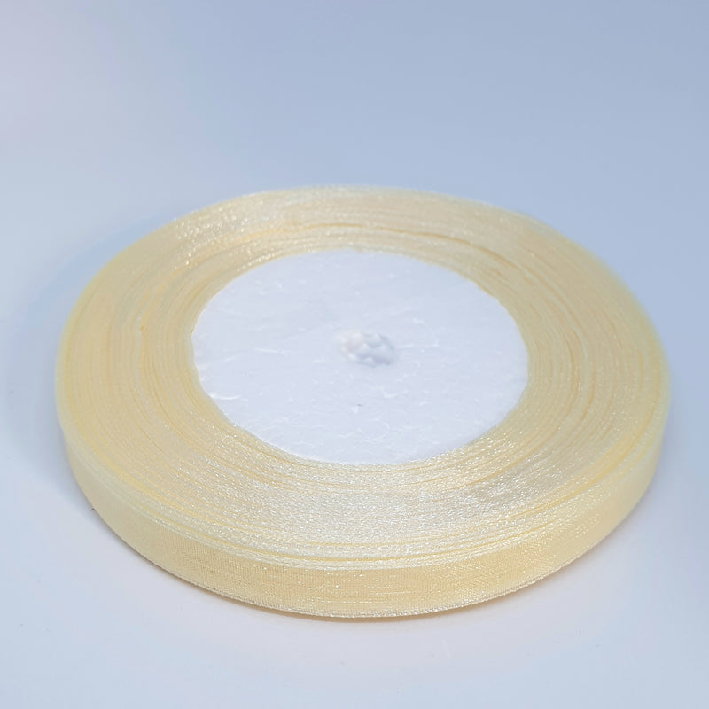 MajorCrafts 10mm 45metres Cream Sheer Organza Fabric Ribbon Roll