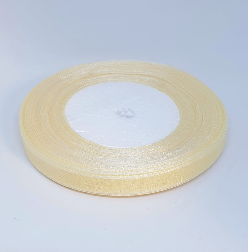 MajorCrafts 10mm 45metres Cream Sheer Organza Fabric Ribbon Roll