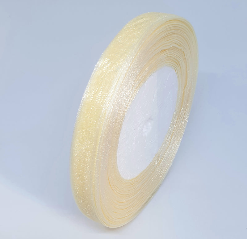 MajorCrafts 10mm 45metres Cream Sheer Organza Fabric Ribbon Roll
