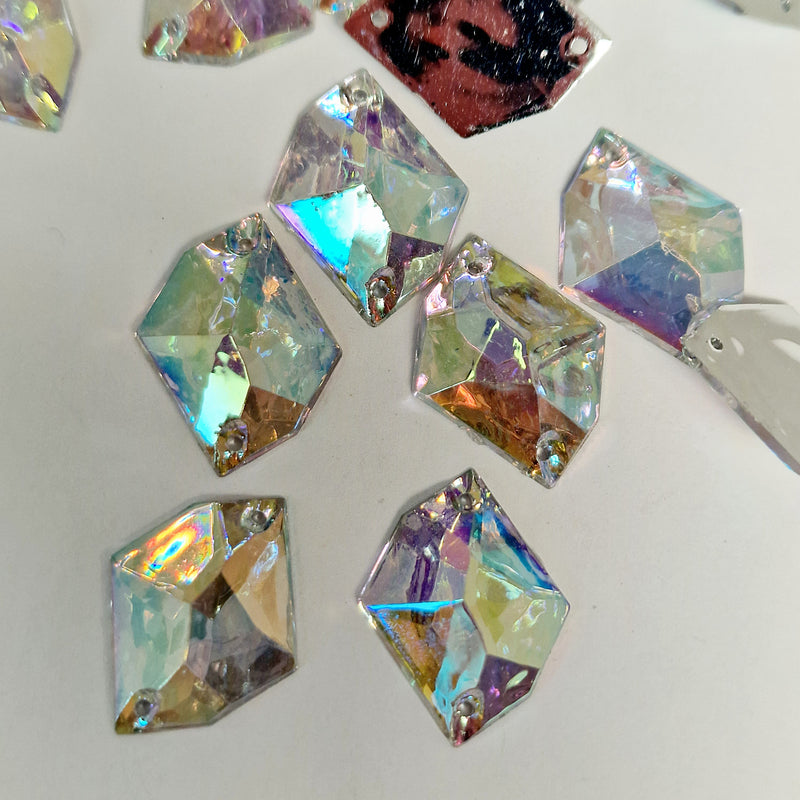 MajorCrafts 40pcs 20mm x 16mm Crystal AB Hexagon Irregular Acrylic Sewing Rhinestones