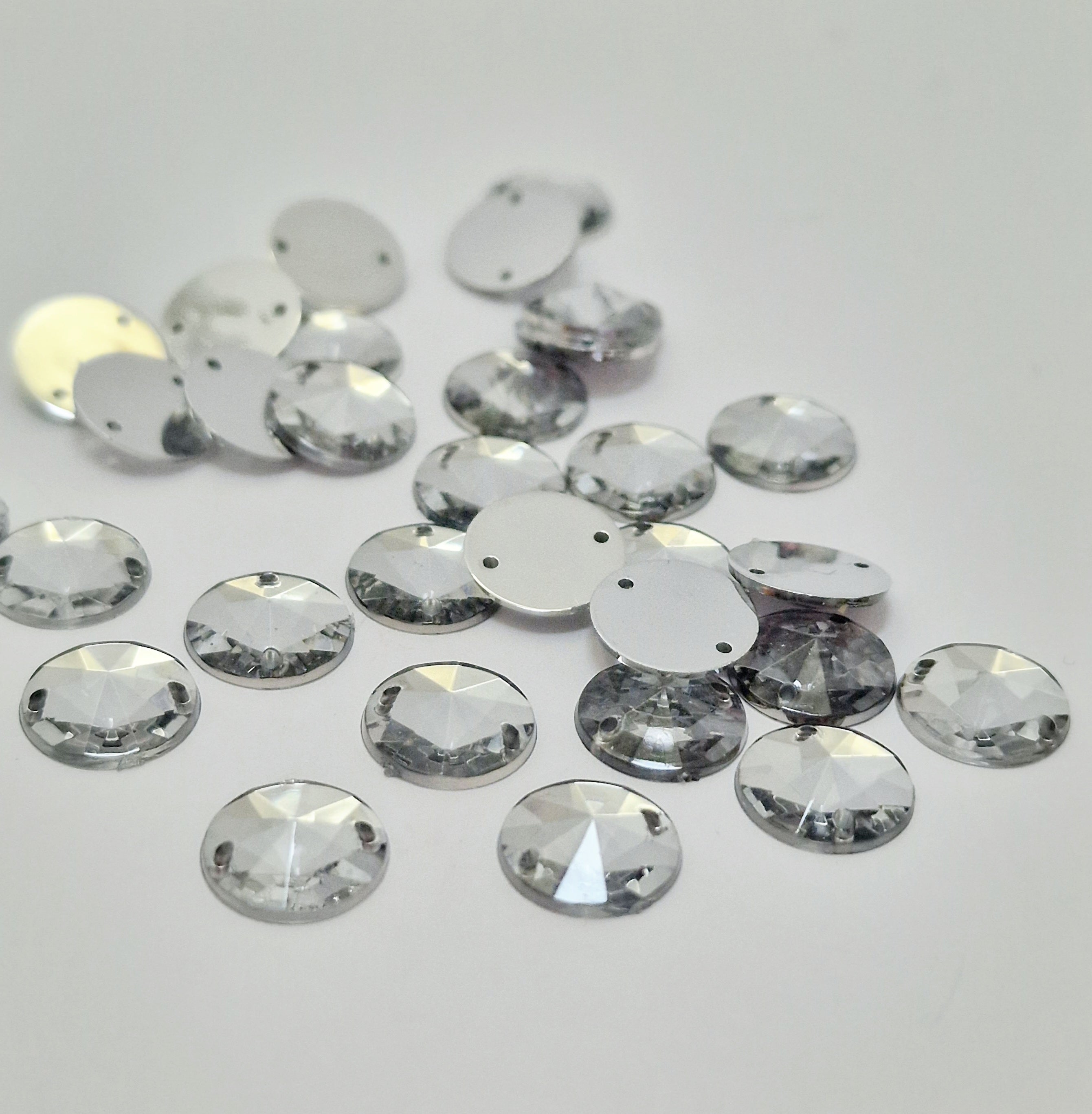 MajorCrafts 120pcs 10mm Crystal Clear Round Acrylic Pointed Sewing Rhinestones