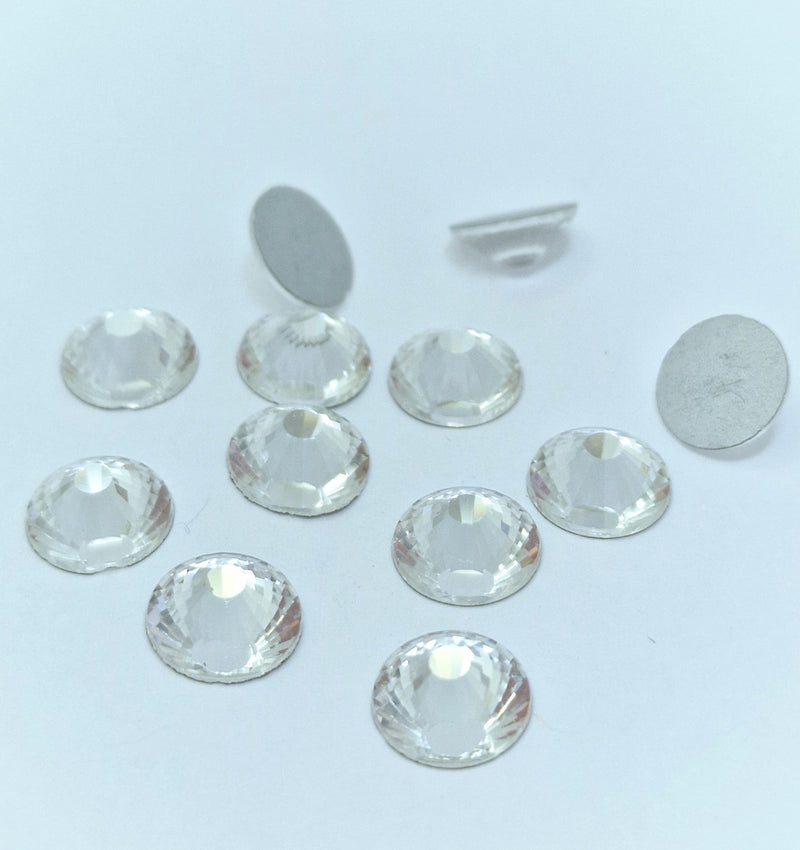 MajorCrafts Crystal Clear Flat Back Round Non-Hotfix Glass Rhinestones
