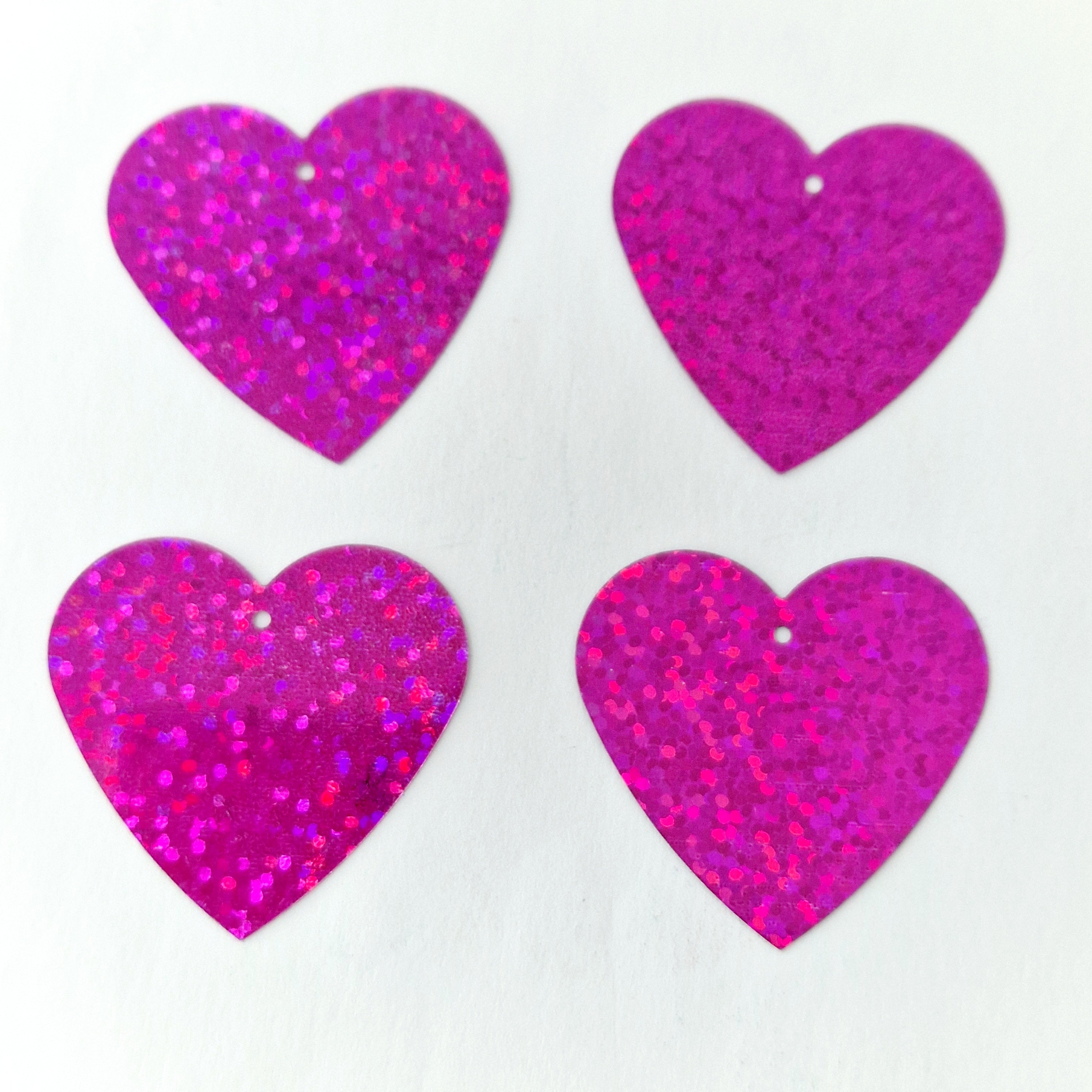 MajorCrafts 35mm 30grams 100pcs Dark Pink Holographic Large Heart PVC Sequins