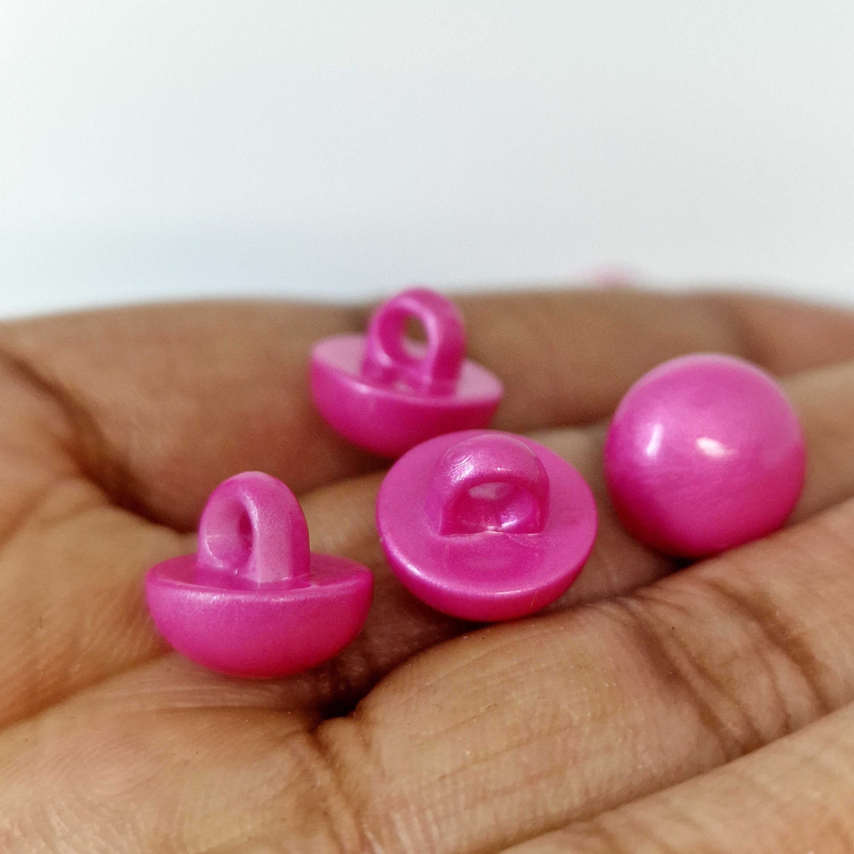 MajorCrafts 24pcs 11mm Dark Pink High-Grade Acrylic Small Round Sewing Mushroom Shank Buttons