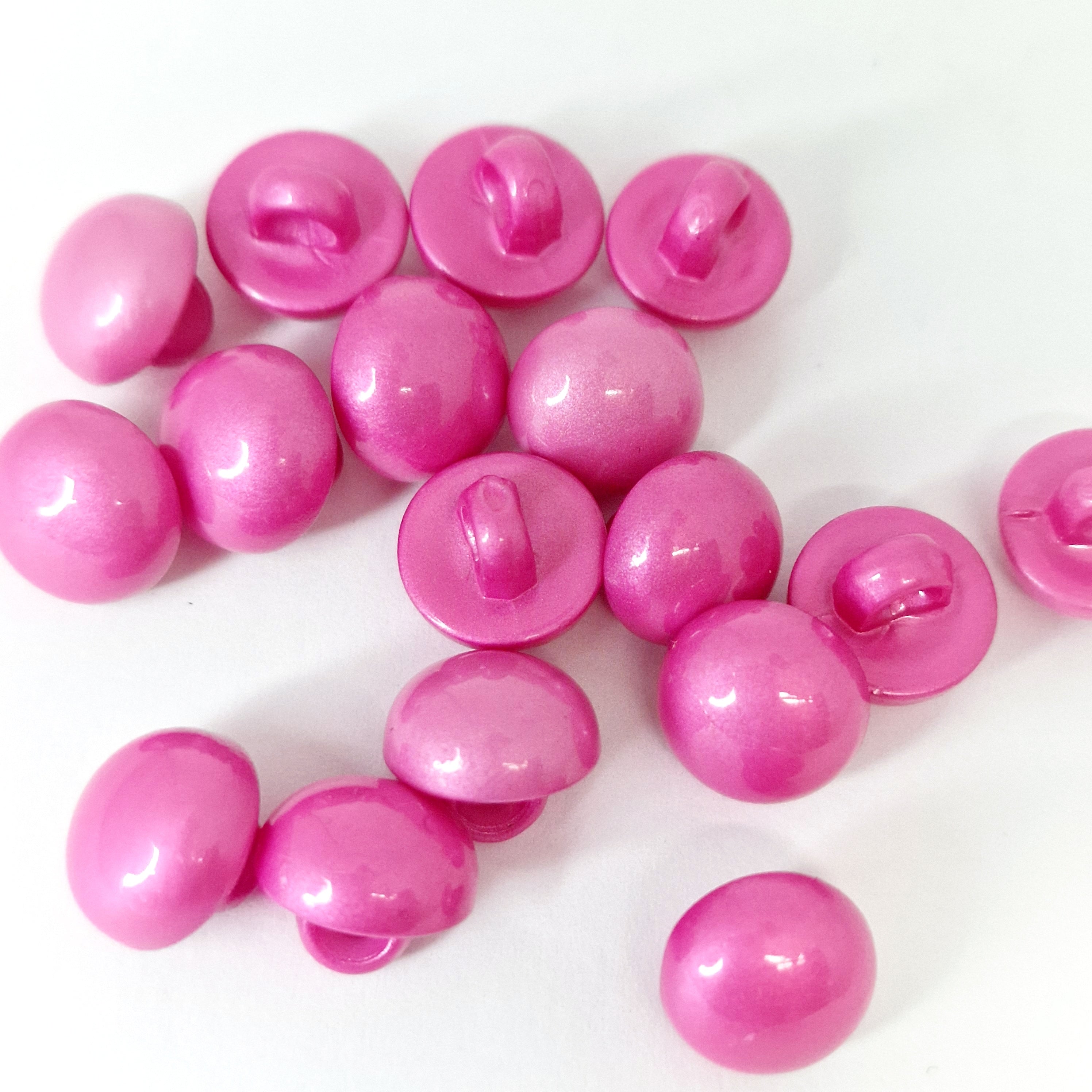 MajorCrafts 24pcs 11mm Dark Pink High-Grade Acrylic Small Round Sewing Mushroom Shank Buttons