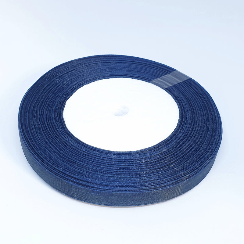 MajorCrafts 10mm 45metres Deep Blue Sheer Organza Fabric Ribbon Roll