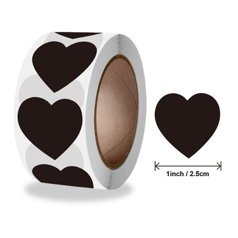 MajorCrafts 500pcs 1" 25mm Black Heart Shape Sticker Labels F17