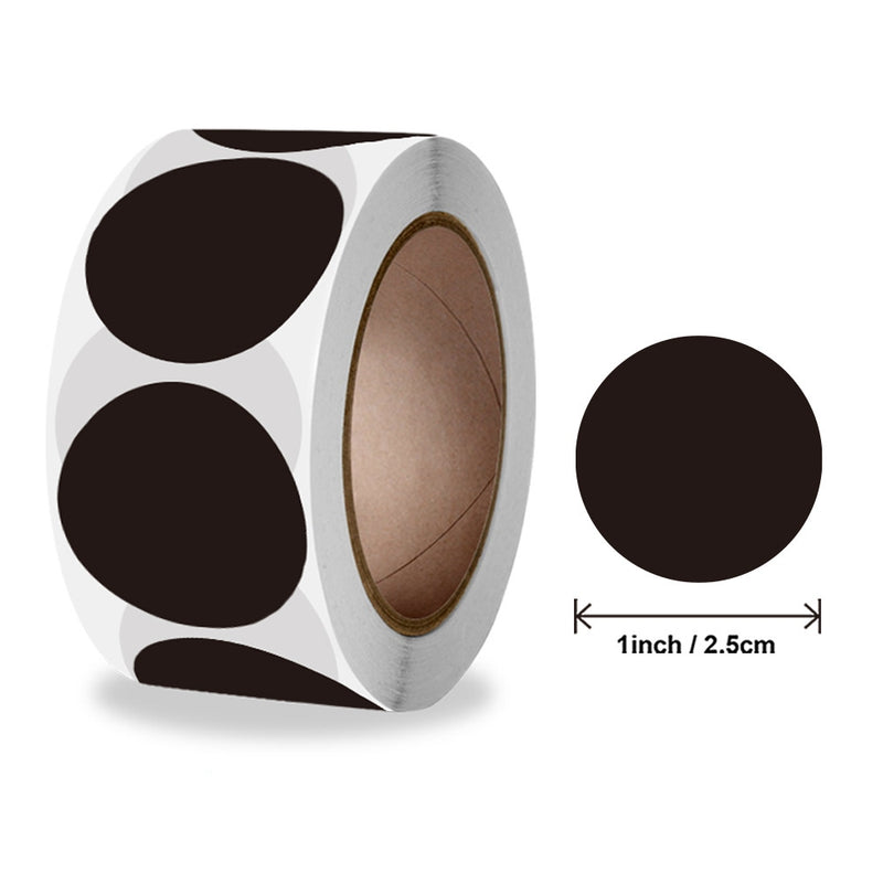 MajorCrafts 500 Labels per roll 25mm 1" wide Black Plain Blank Round Shape Stickers V051