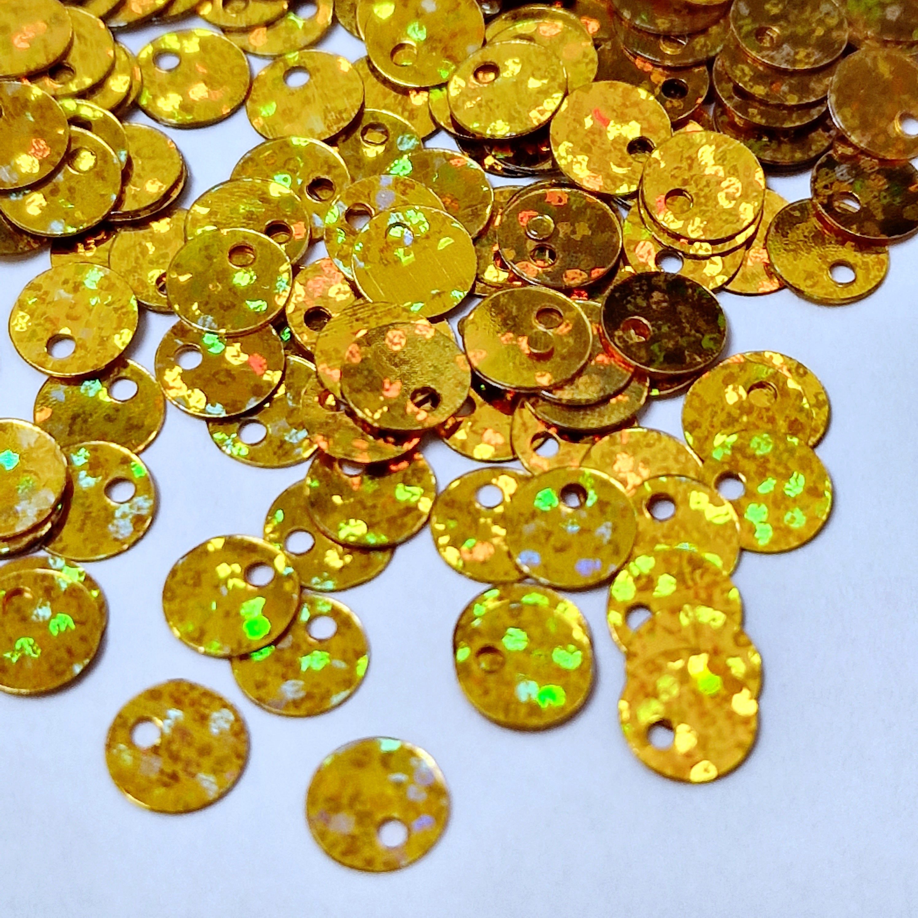 MajorCrafts 5mm 30grams Gold Holographic Small Round PVC Sequins