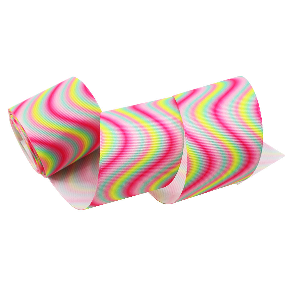 MajorCrafts 50mm 2meters Rose Pink, Yellow & Blue Gradient Grosgrain Fabric Ribbon