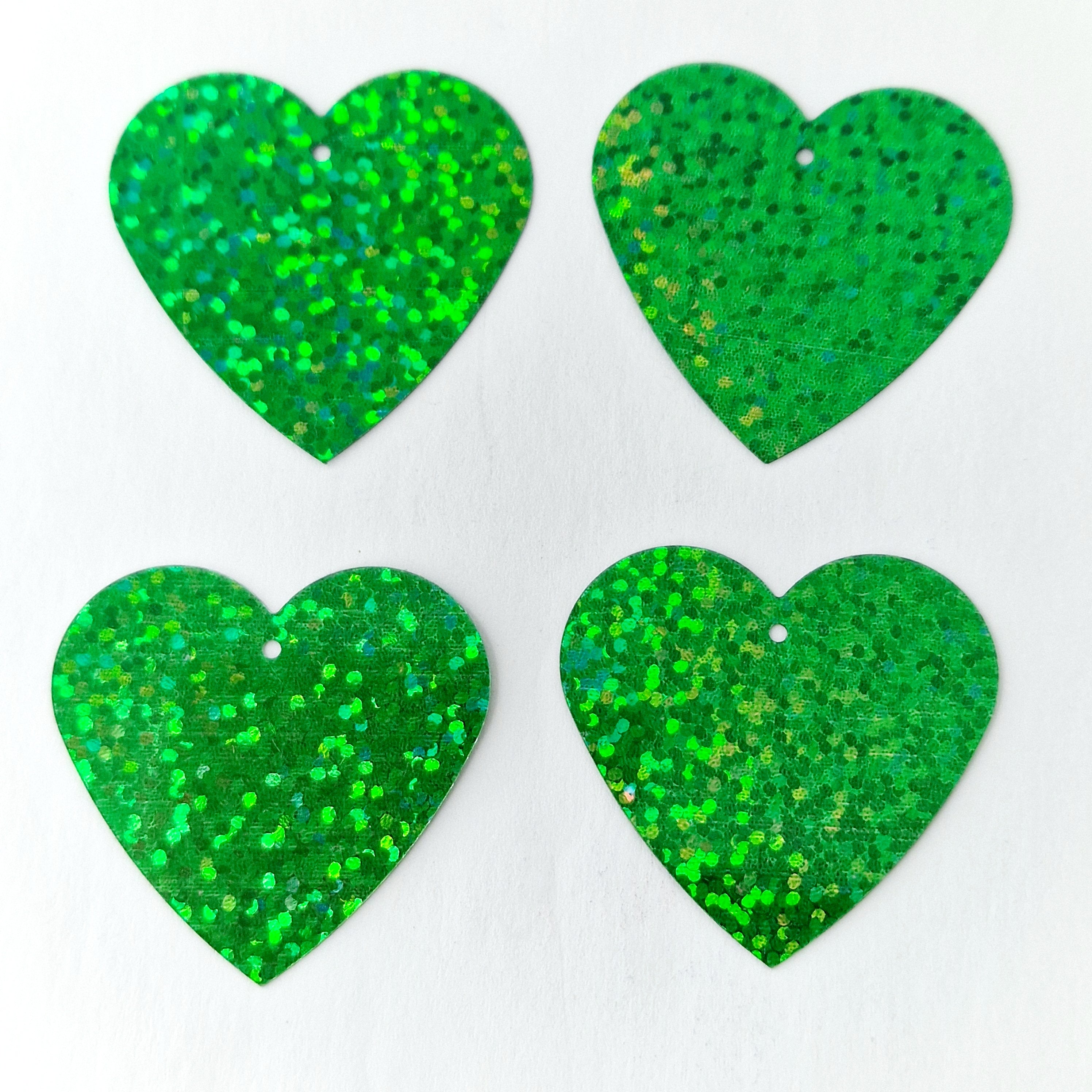 MajorCrafts 35mm 30grams 100pcs Green Holographic Large Heart PVC Sequins