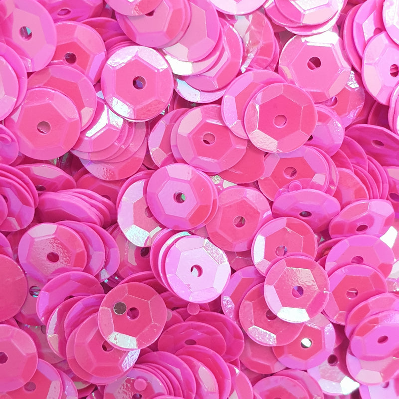 MajorCrafts 50grams 6mm Hot Pink AB Round Sew-On Cup Sequins