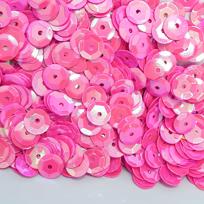 MajorCrafts 50grams 6mm Hot Pink AB Round Sew-On Cup Sequins