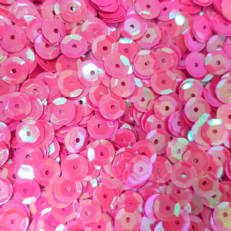 MajorCrafts 50grams 6mm Hot Pink AB Round Sew-On Cup Sequins