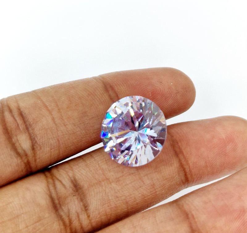 MajorCrafts 2pcs 16mm AAAAA (5A) Crystal Clear Round Point Back Cubic Zirconia Stones