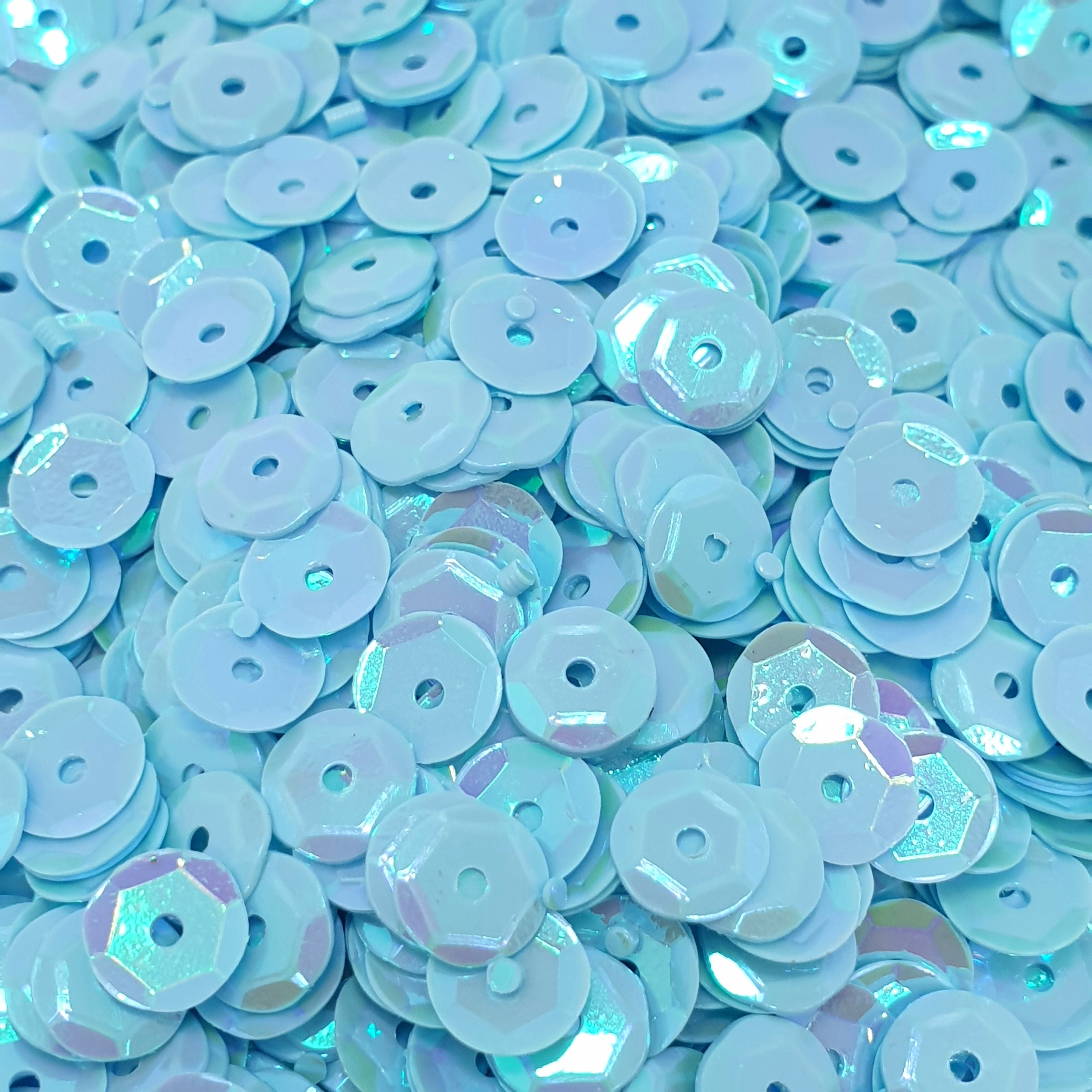 MajorCrafts 50grams 6mm Light Blue AB Round Sew-On Cup Sequins