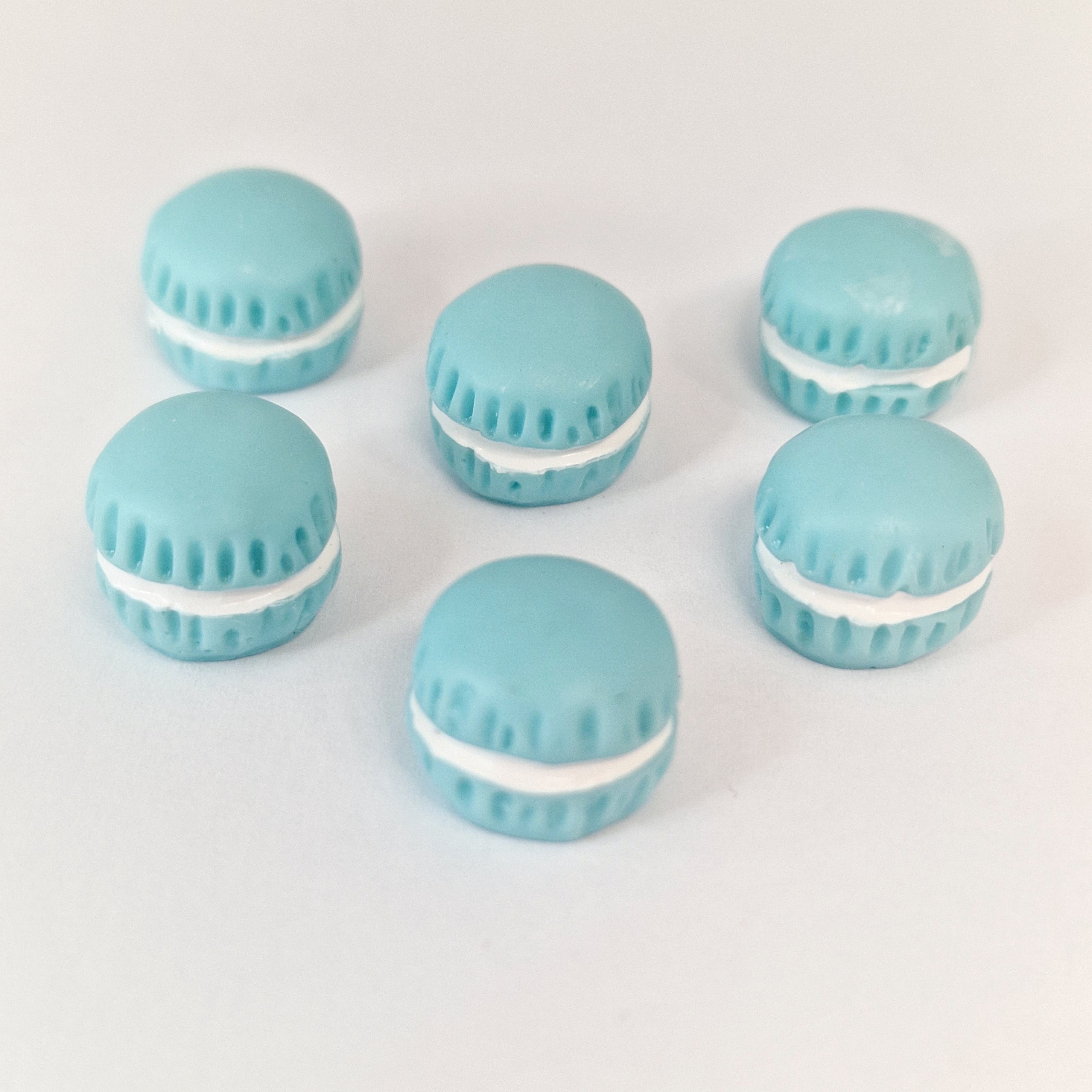 MajorCrafts 6pcs 13mm Light Blue Flat Back Miniature Cookies and Cream Kawaii Cabochons