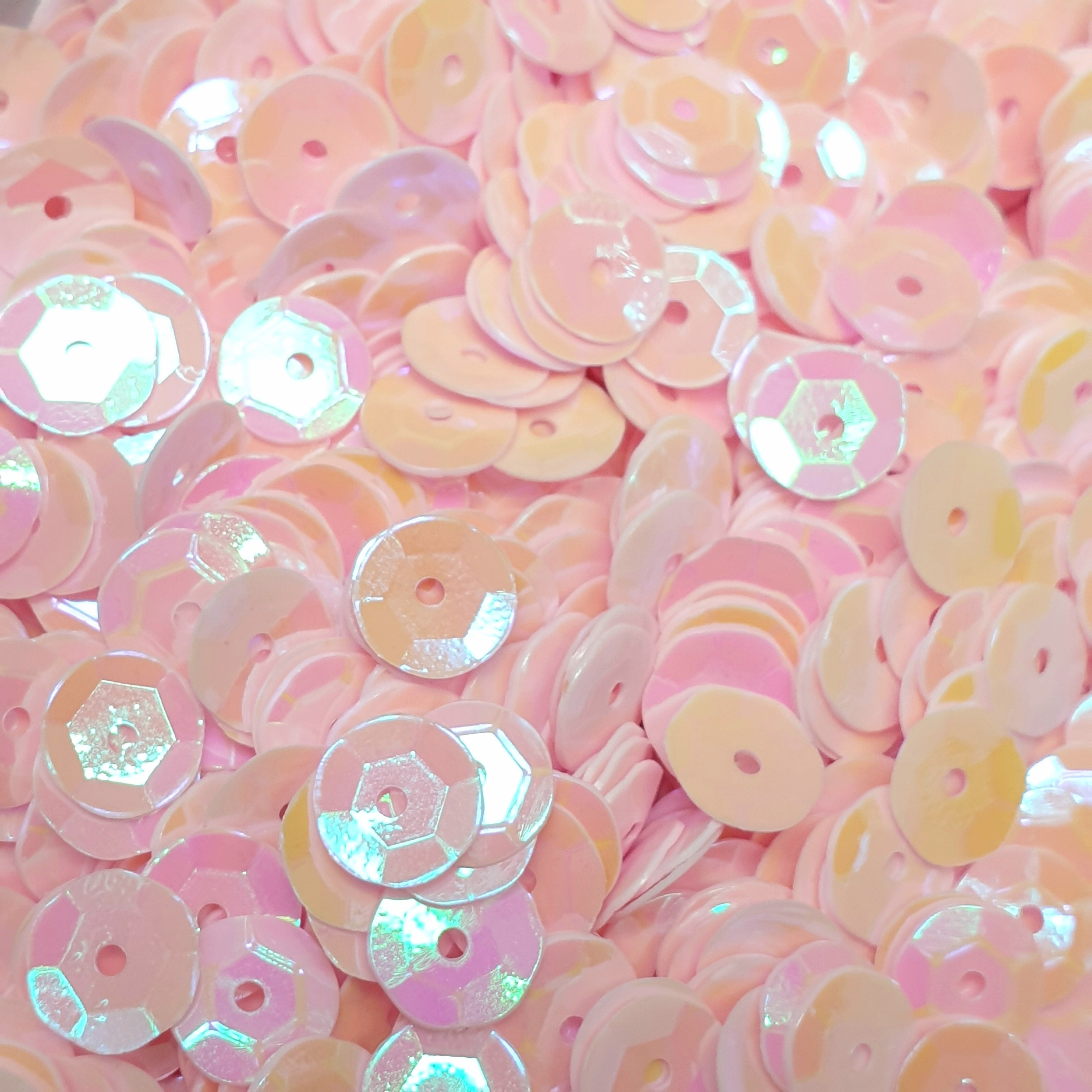MajorCrafts 50grams 6mm Light Pink AB Round Sew-On Cup Sequins