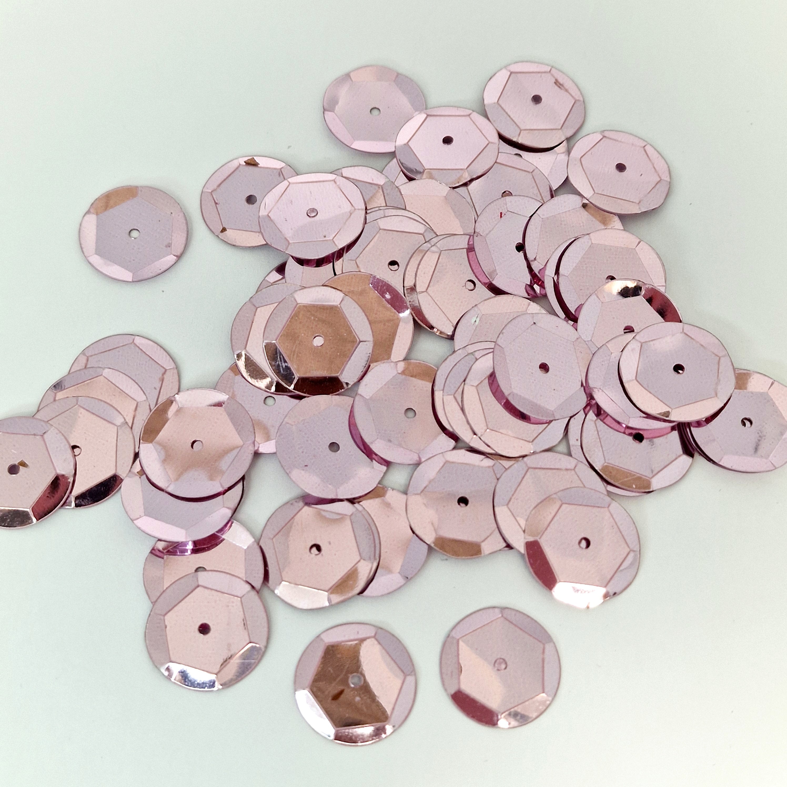 MajorCrafts 40grams 15mm Light Pink Large Round Sew-On Cup Sequins