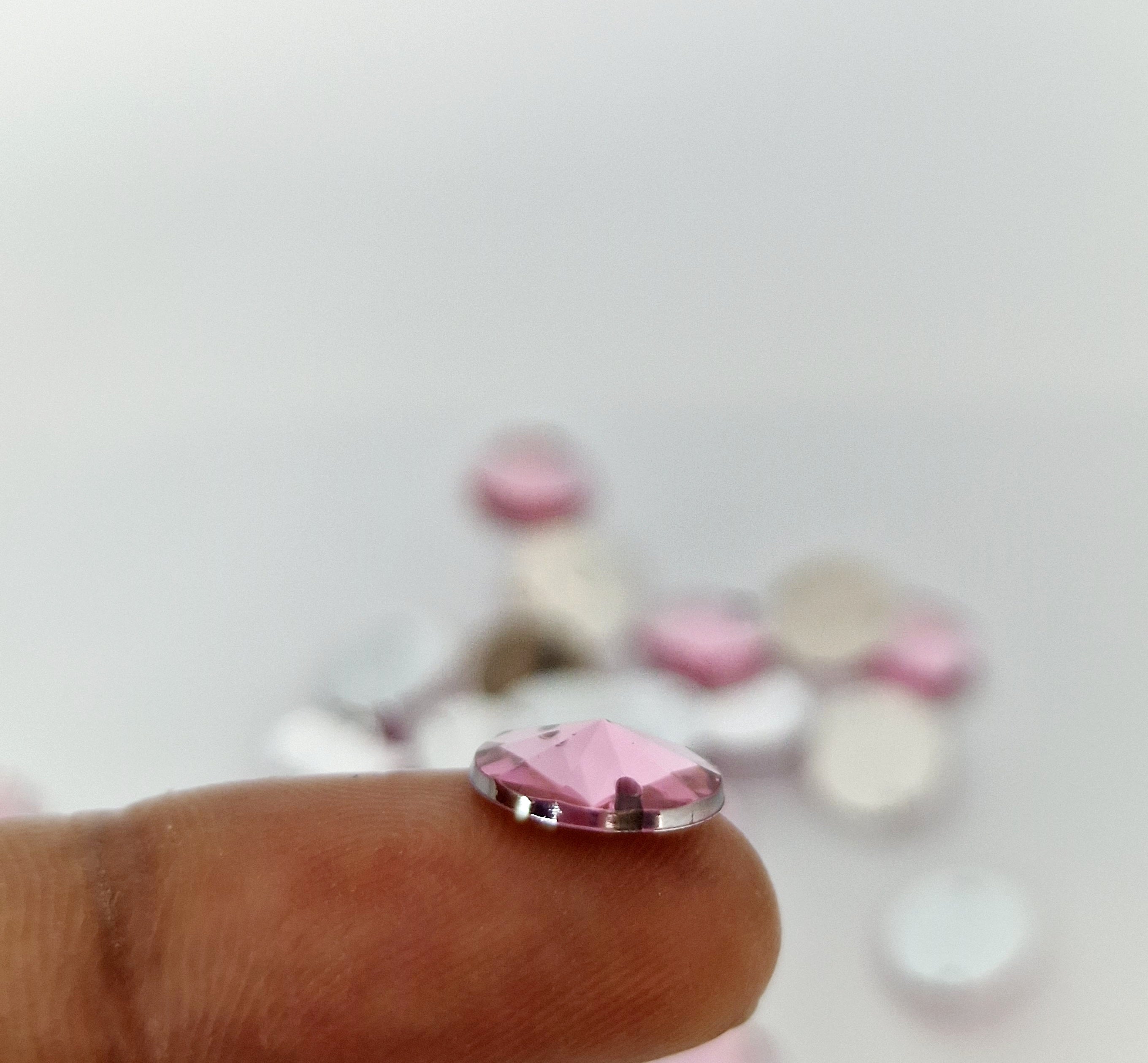 MajorCrafts 120pcs 10mm Light Pink Round Pointed Acrylic Sewing Rhinestones