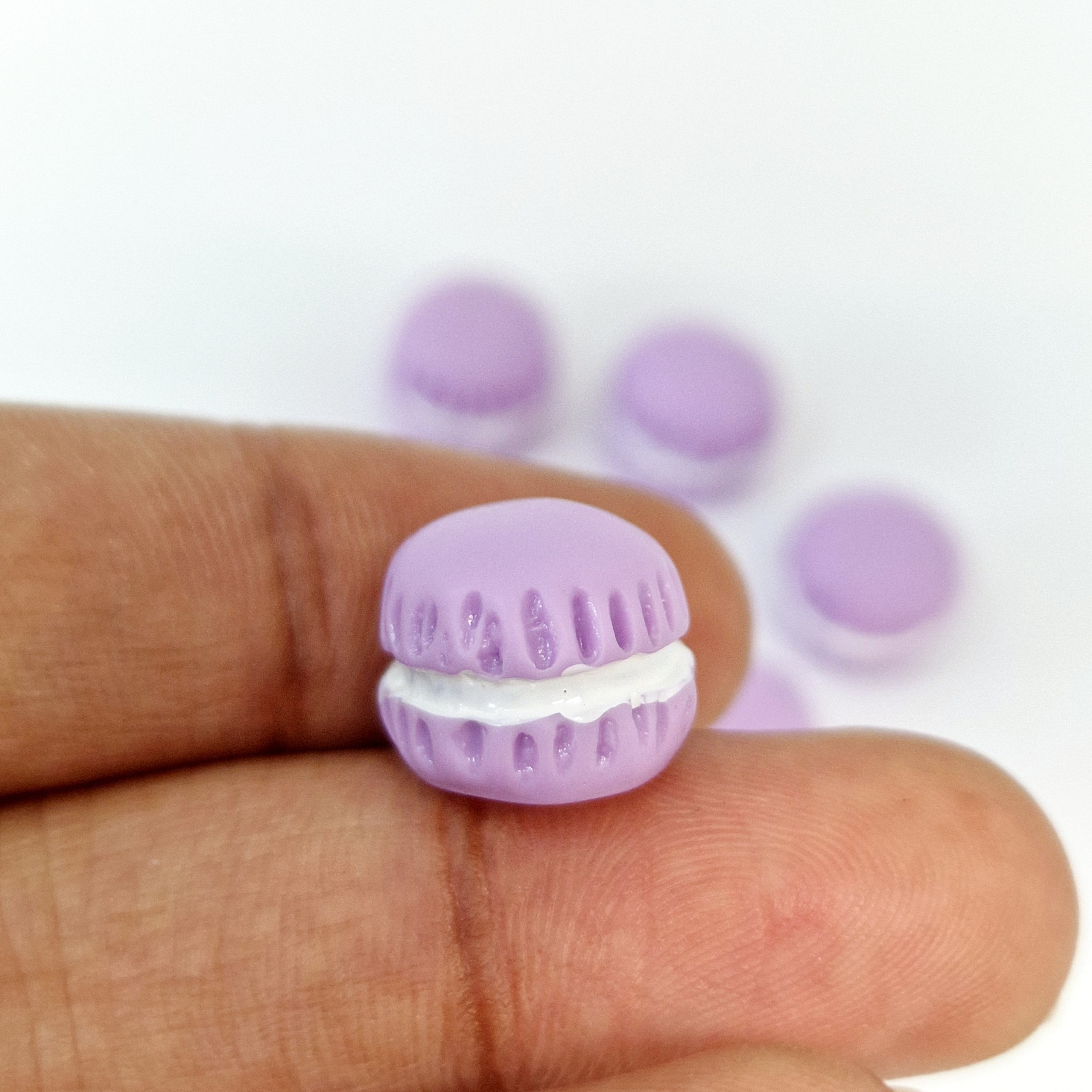 MajorCrafts 6pcs 13mm Light Purple Flat Back Miniature Cookies and Cream Kawaii Cabochons