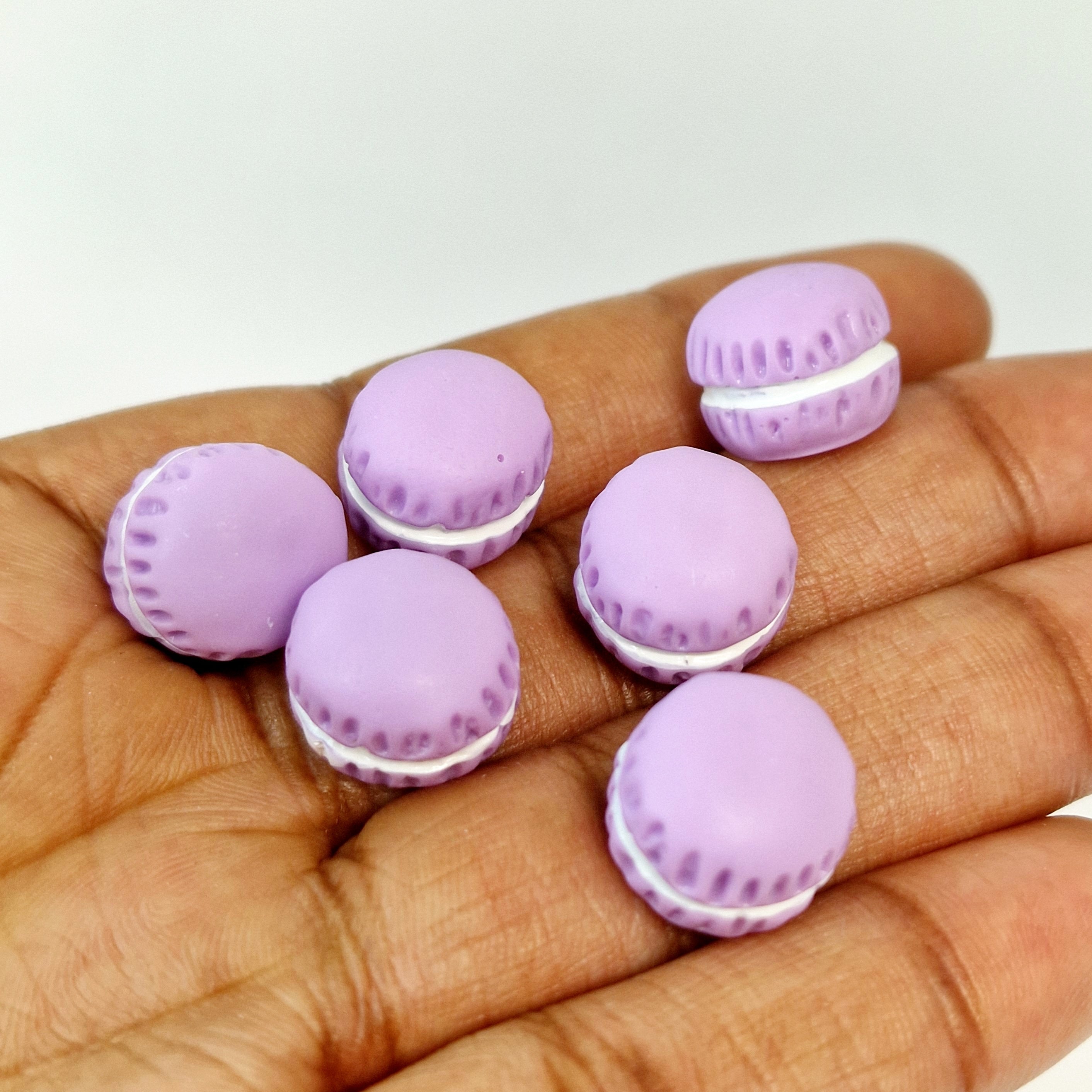 MajorCrafts 6pcs 13mm Light Purple Flat Back Miniature Cookies and Cream Kawaii Cabochons
