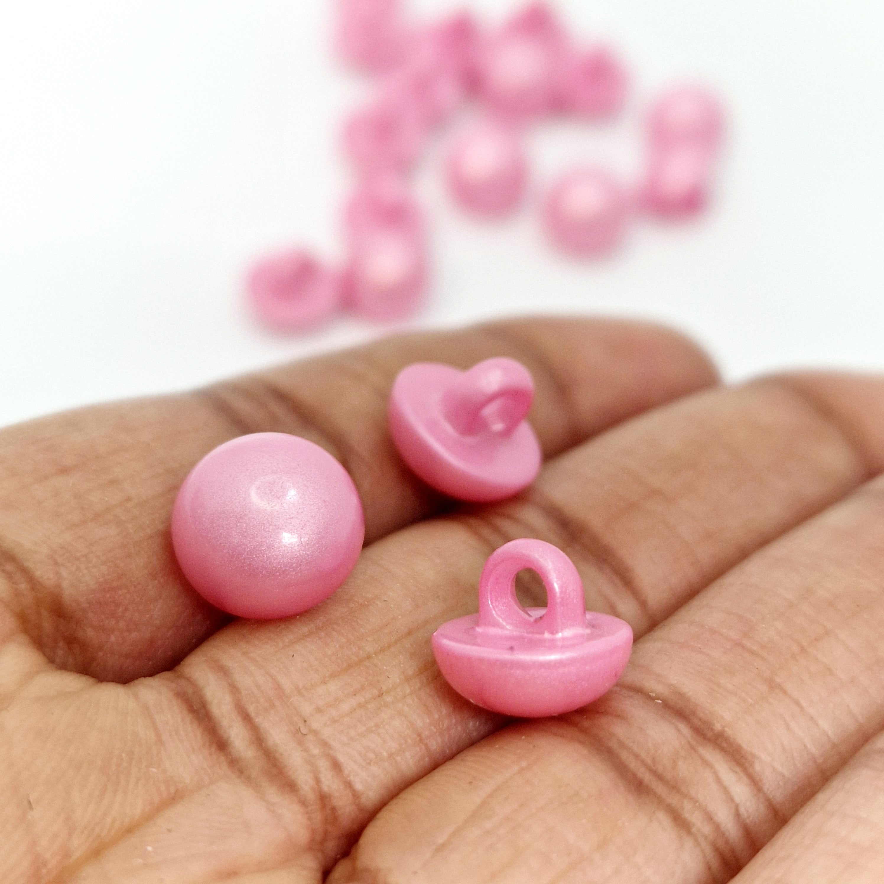 MajorCrafts 24pcs 11mm Light Pink High-Grade Acrylic Small Round Sewing Mushroom Shank Buttons