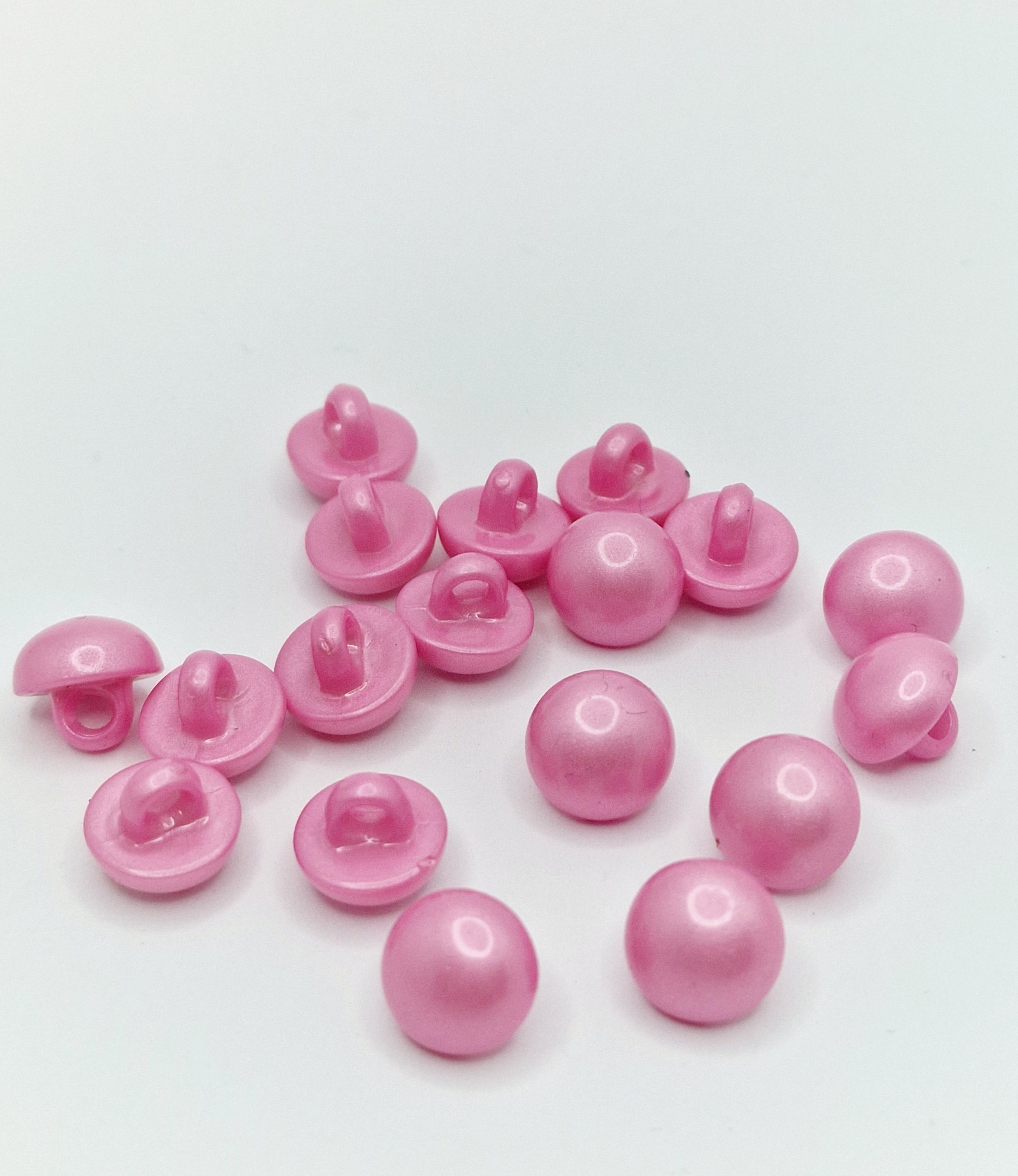 MajorCrafts 24pcs 11mm Light Pink High-Grade Acrylic Small Round Sewing Mushroom Shank Buttons