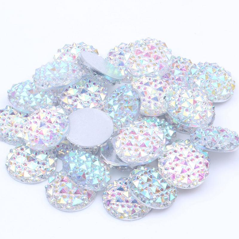 MajorCrafts 20pcs 18mm Crystal AB Multi-Facets Large Round Resin Rhinestones