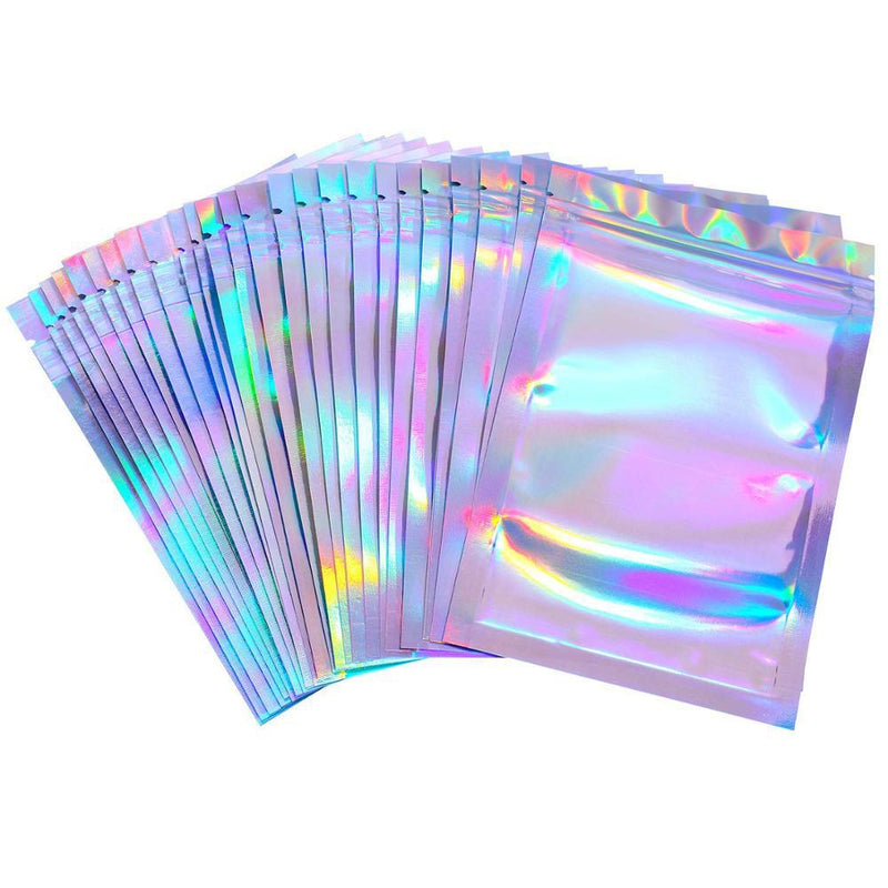 MajorCrafts 20pcs Holographic Rainbow Reusable Zip Lock Bags