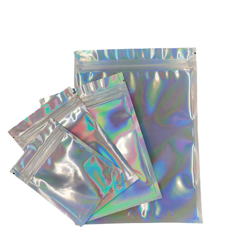 MajorCrafts 20pcs Holographic Rainbow Reusable Zip Lock Bags