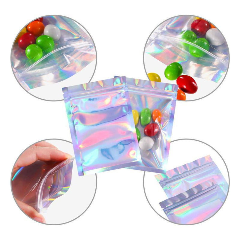 MajorCrafts 20pcs Holographic Rainbow Reusable Zip Lock Bags