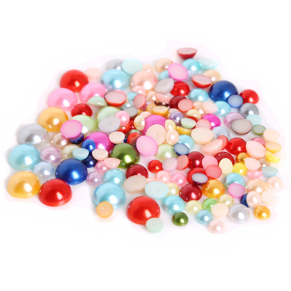 MajorCrafts Mixed Solid Colours Flat Back Half Round Resin Pearls C00