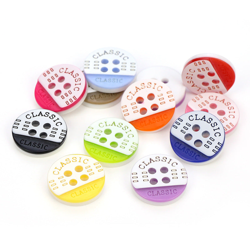 MajorCrafts 40pcs 12.5mm Random Mixed Colours Classic 4 Holes Small Round Resin Sewing Buttons