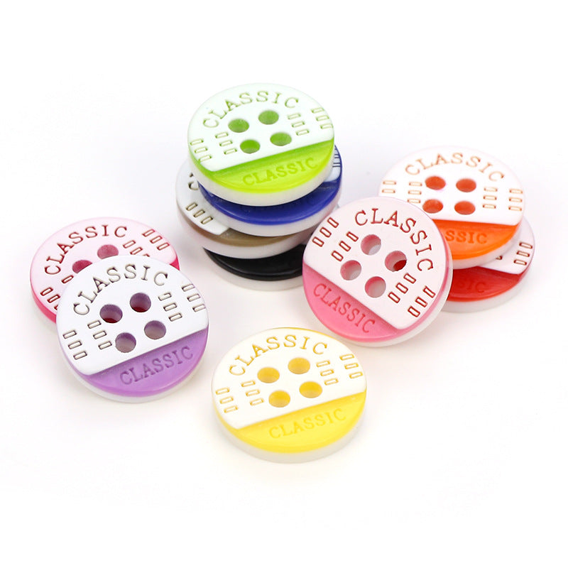 MajorCrafts 40pcs 12.5mm Random Mixed Colours Classic 4 Holes Small Round Resin Sewing Buttons