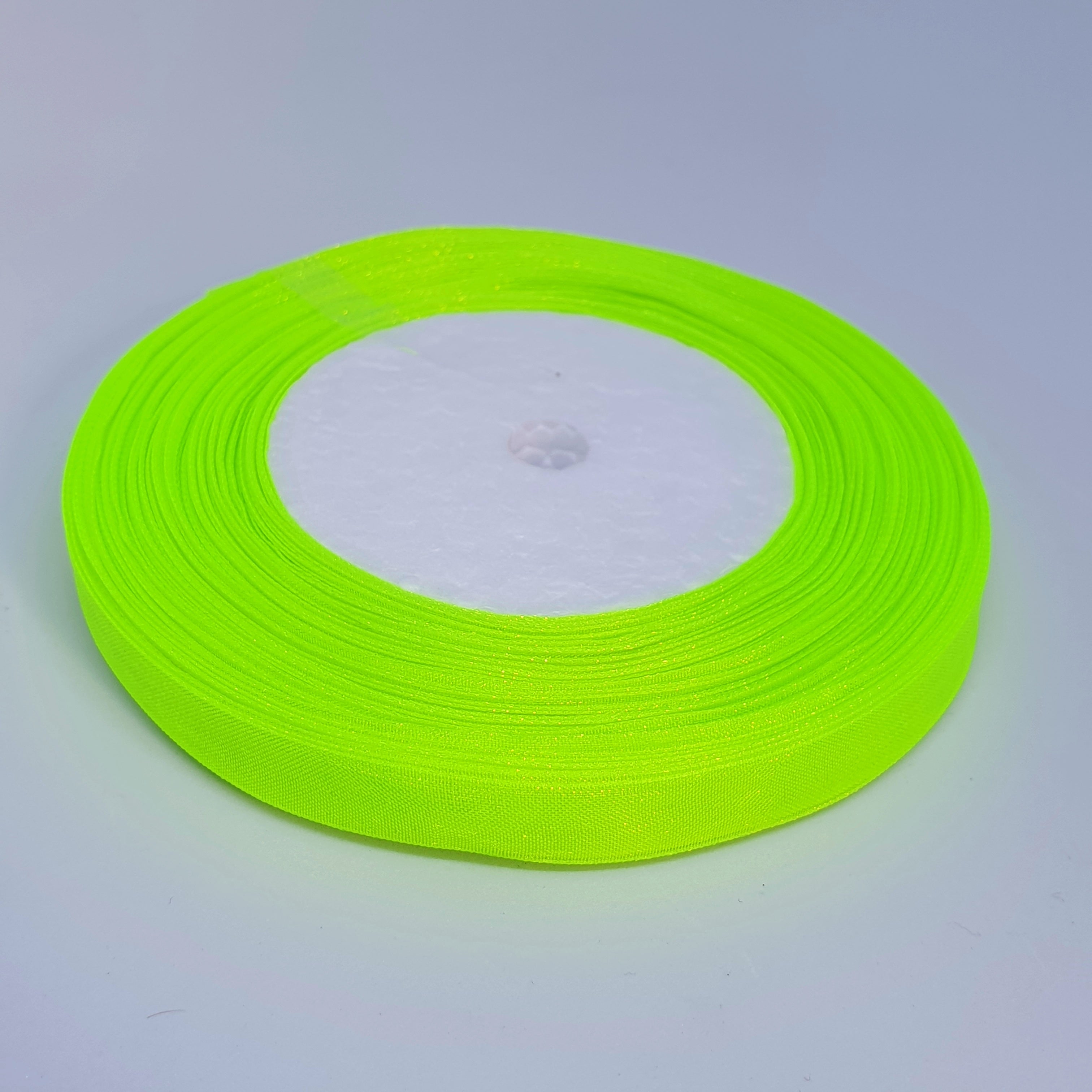 MajorCrafts 10mm 45metres Neon Green Sheer Organza Fabric Ribbon Roll R57