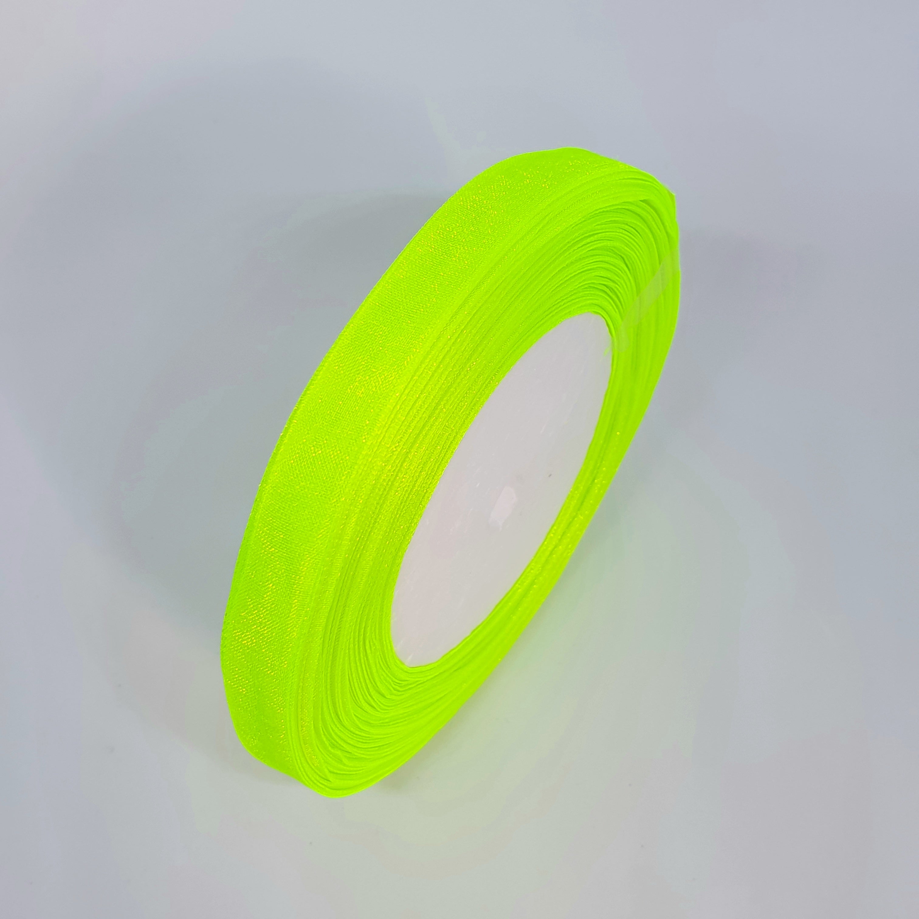 MajorCrafts 10mm 45metres Neon Green Sheer Organza Fabric Ribbon Roll R57