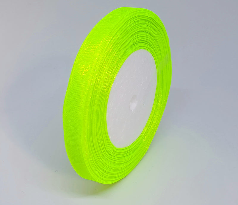 MajorCrafts 10mm 45metres Neon Green Sheer Organza Fabric Ribbon Roll R57