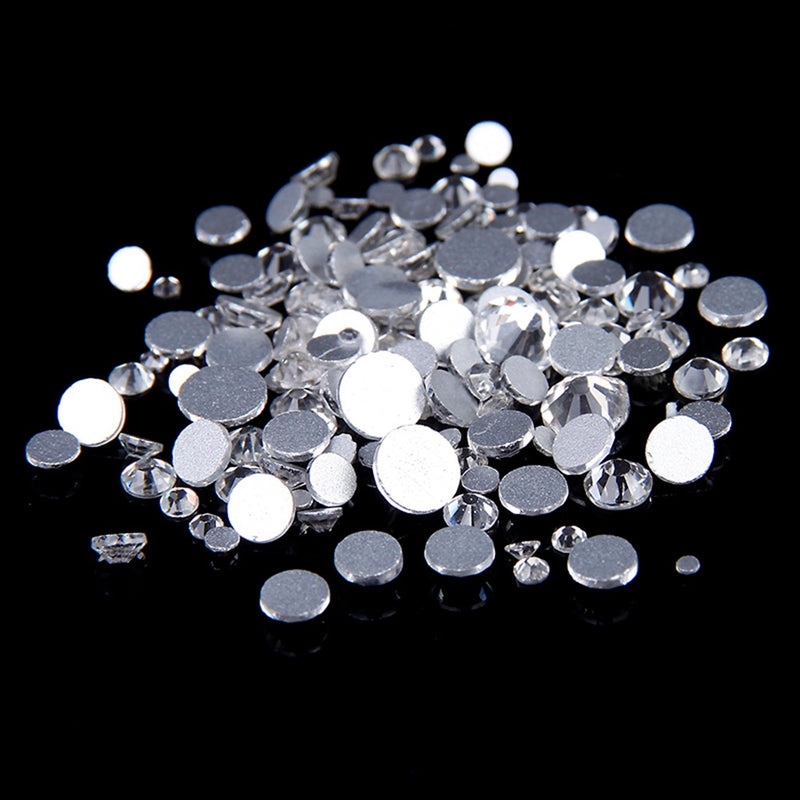 MajorCrafts Crystal Clear Flat Back Round Non-Hotfix Glass Rhinestones