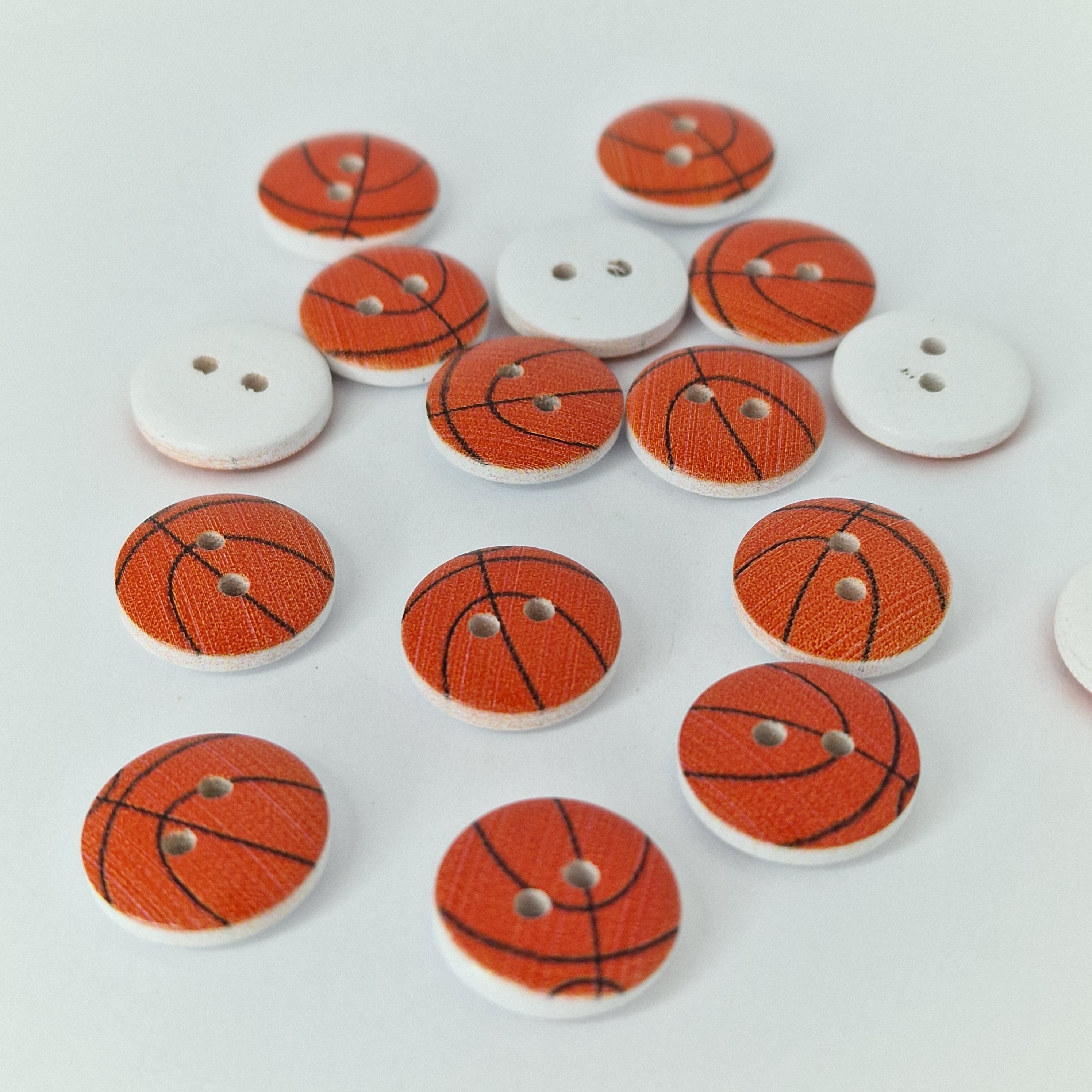 MajorCrafts 40pcs 15mm Orange Basketball Round 4 Holes Wood Sewing Buttons